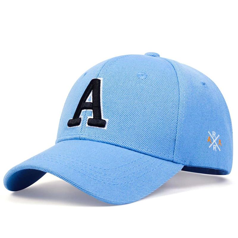 Cap Factory Mode Letter A Side AR borduurwerk hiphop caps mannen en vrouwen honkbalpet lente en herfst Outdoor reishoeden golfpet lichtblauwe kleur