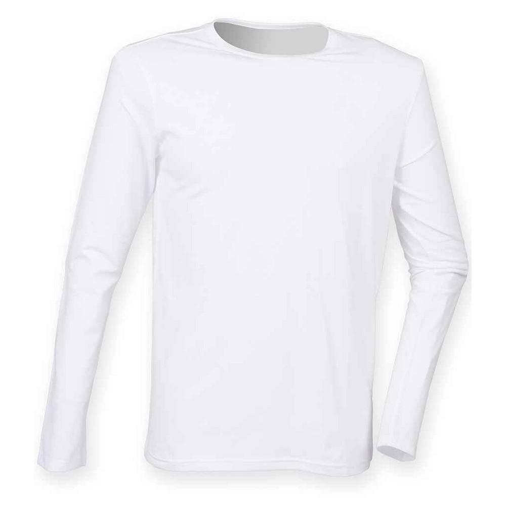 Skinni Fit Heren Feel Good Stretch T-shirt met lange mouwen XXL wit