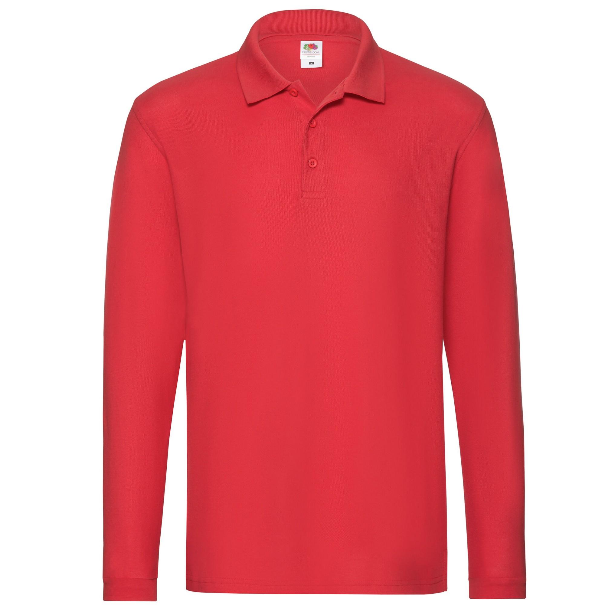 Fruit Of The Loom Mens Premium Pique Long-Sleeved Polo Shirt S