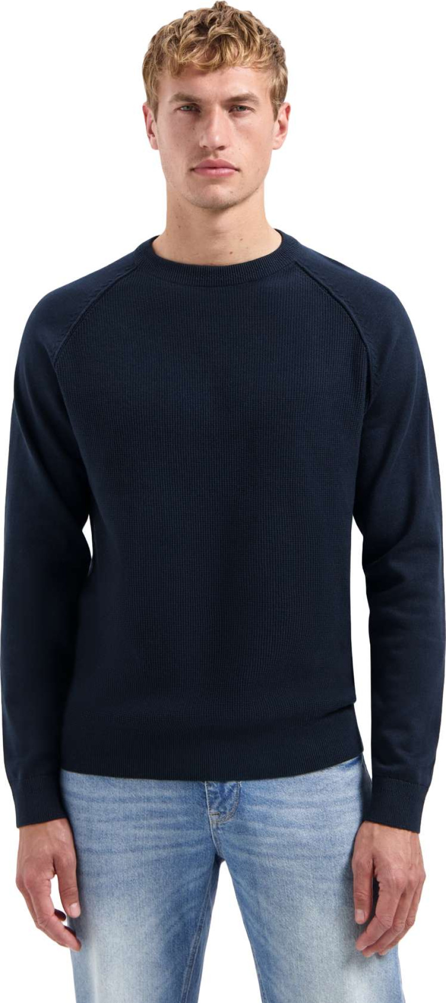 No Excess Pullover crewneck solid waffle knit night