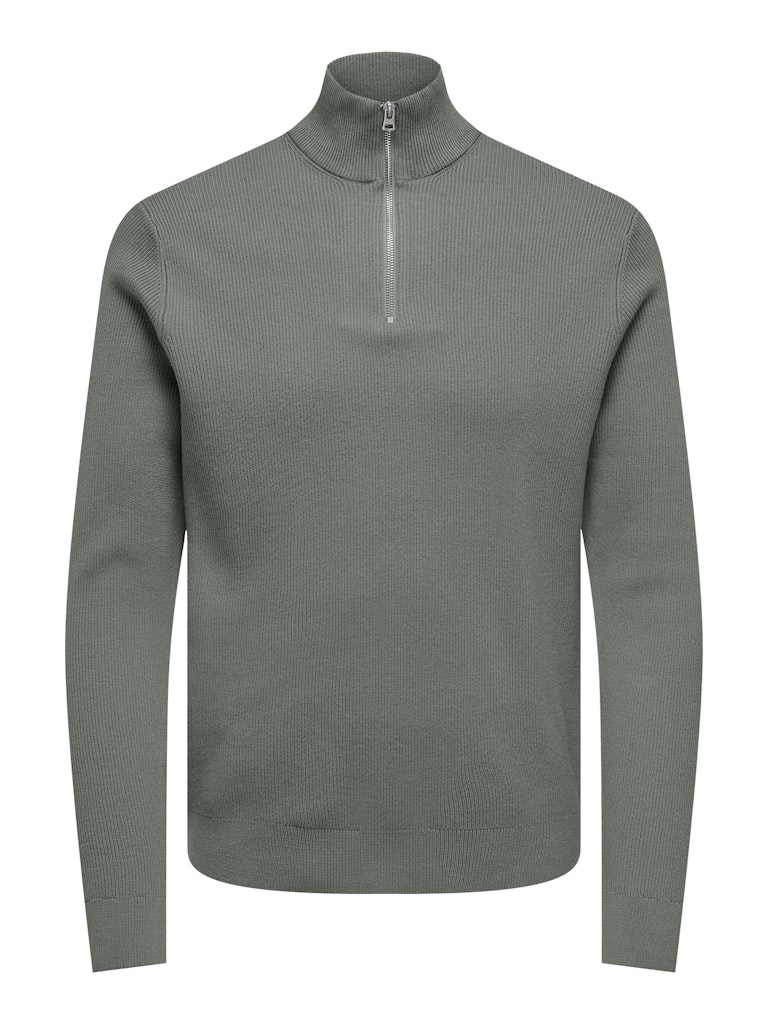 Only & Sons Onsphil reg 12 struc half zip knit olijf