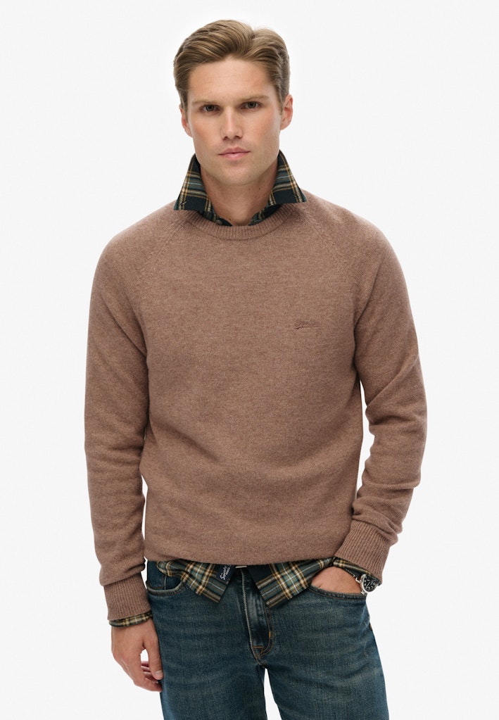 Superdry Trui van wolmix taupe