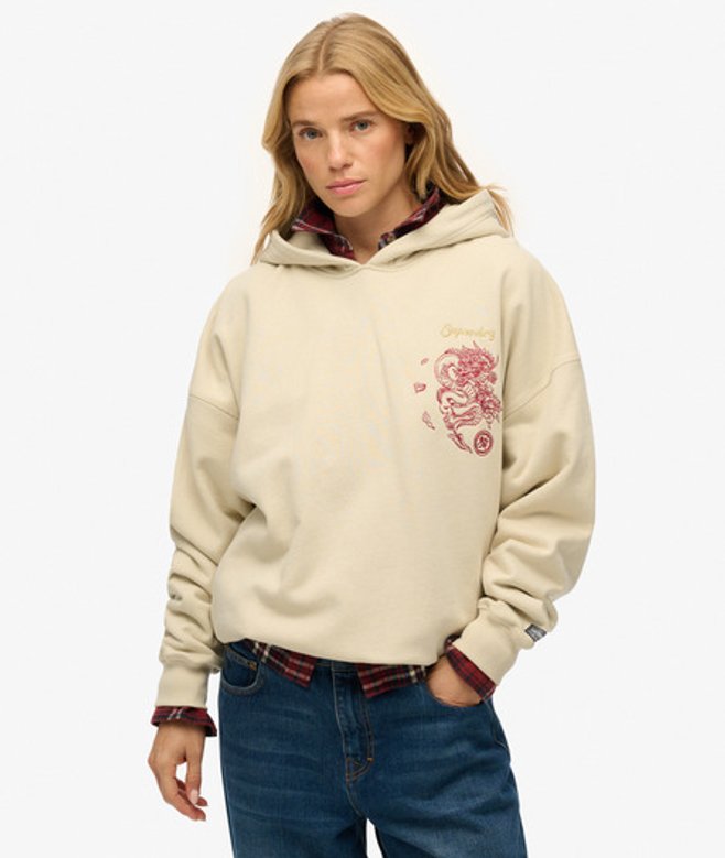 Superdry Tokyo Narrative Oversized Hoodie Beige