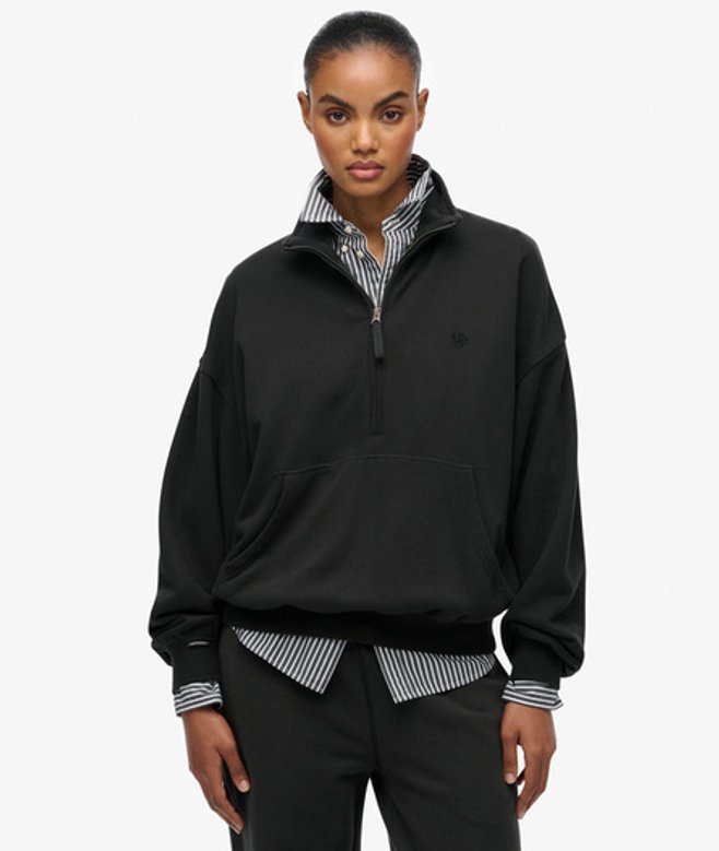 Superdry Studios Sweatshirt met Halve Rits Dark Grey