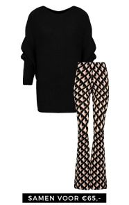 Jurkjes Deal Debby Sweater + Janine Flared Broek Geblokt Zwart