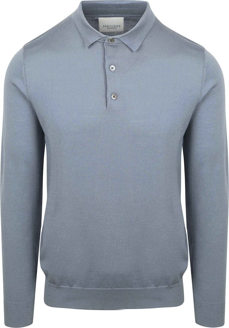 Profuomo Longsleeve Poloshirt Merinowol Blauw