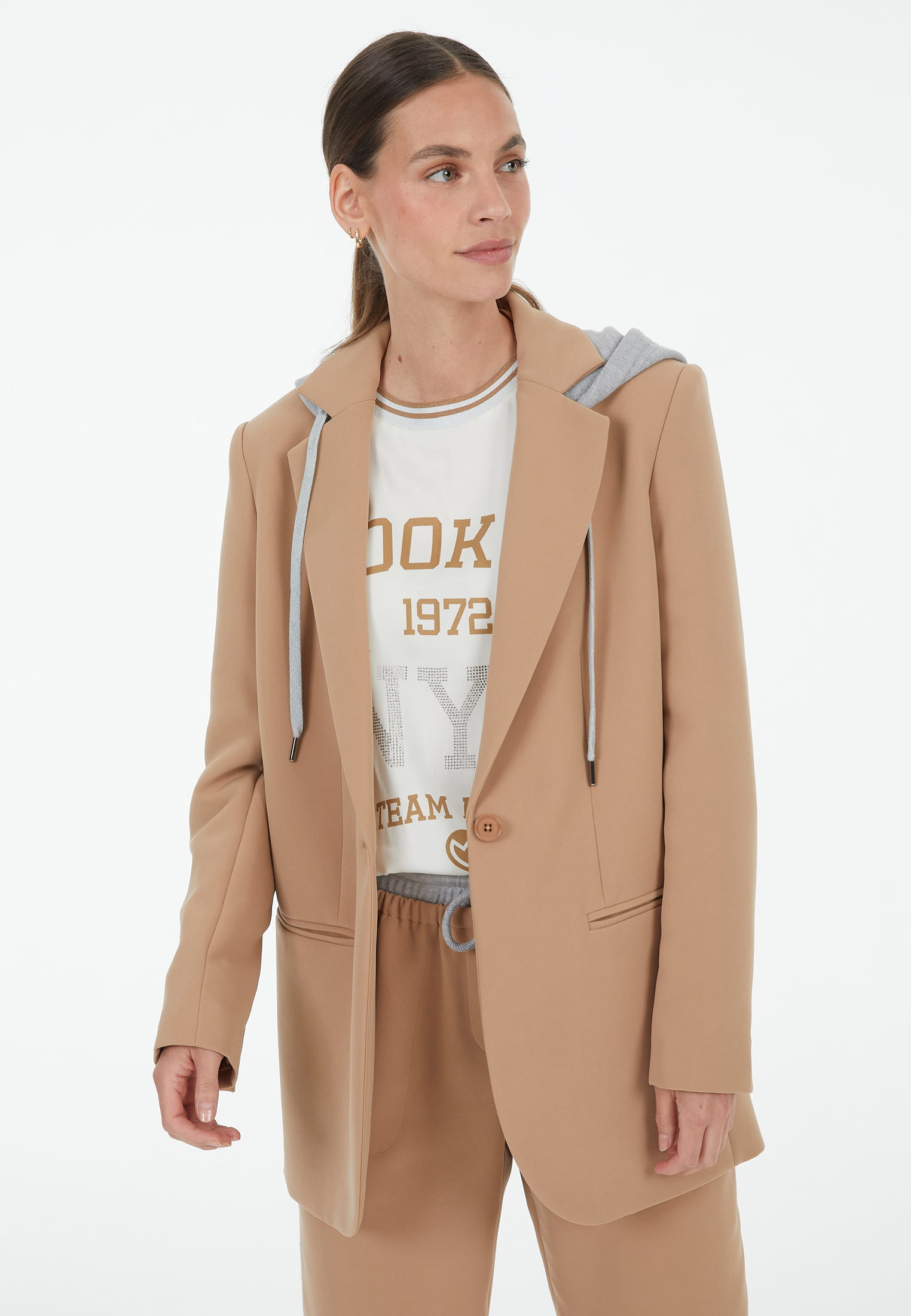 MARC AUREL Blazer mit Grau-Mélange Kapuze