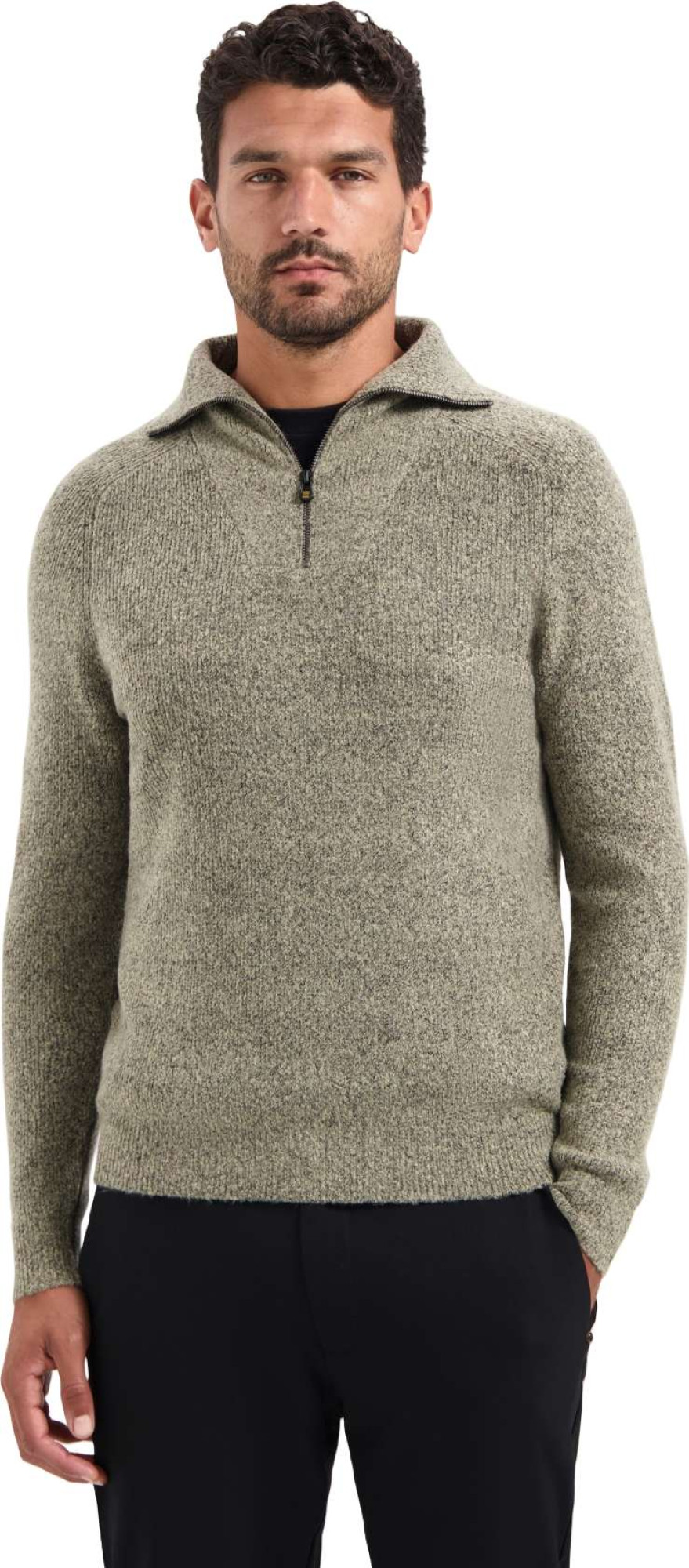 No Excess Pullover wing collar half zip soft sand