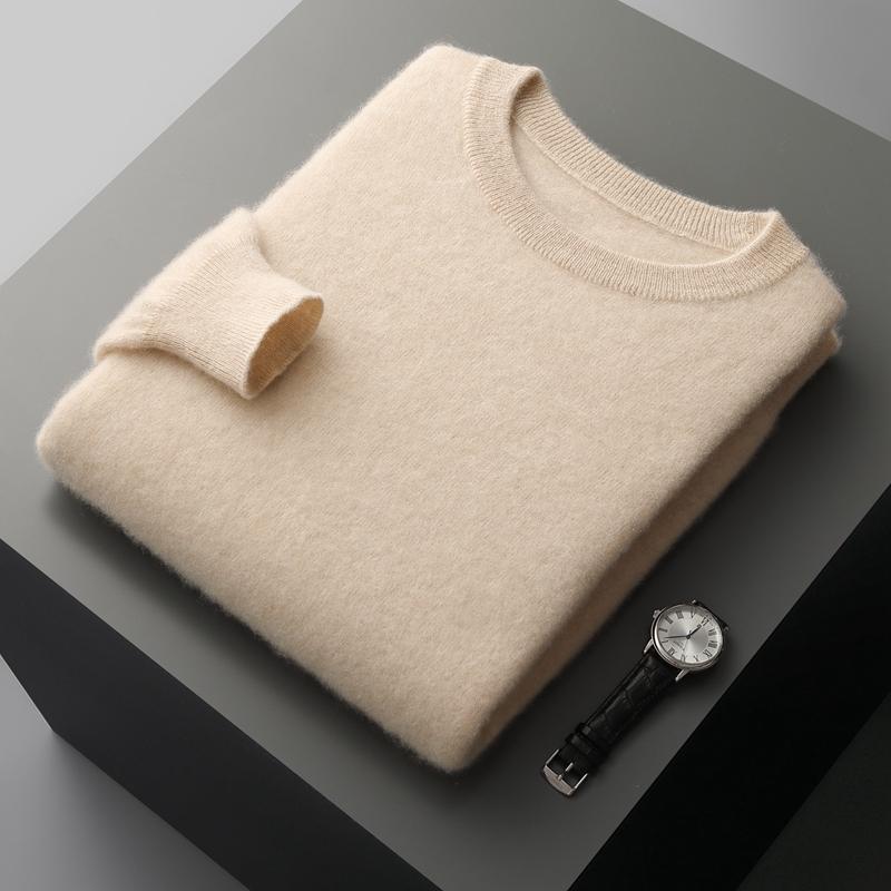 QingHe Cashmere Heren kasjmiertrui Qinghe kasjmier 30% kasjmier 70% wol Heren herfst- en winter kasjmiertrui zacht en warm XL