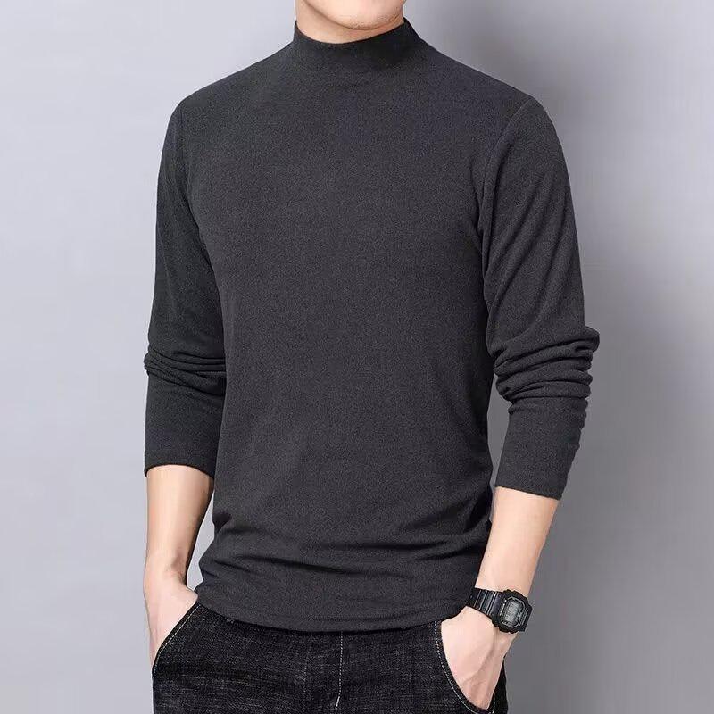 VantaGoods Heren Duits fluwelen T-shirt met lange mouwen en halfhoge kraag voor herfst/winter M