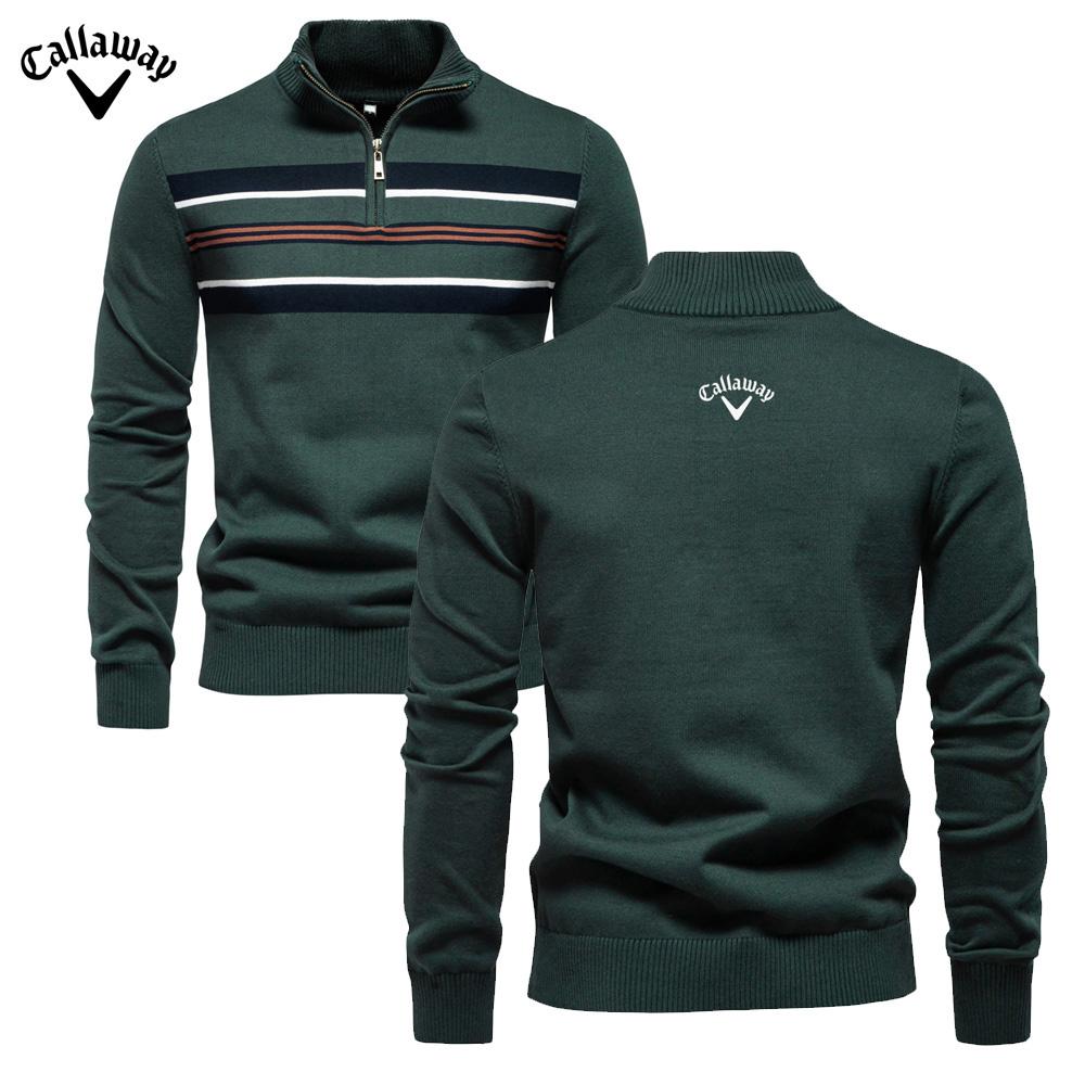 Callaway 2025 Herfst/Winter Geborduurde Nieuwe Grote Herentrui Halve Rits Gebreide Trui Casual Gestreept Herentop XXL