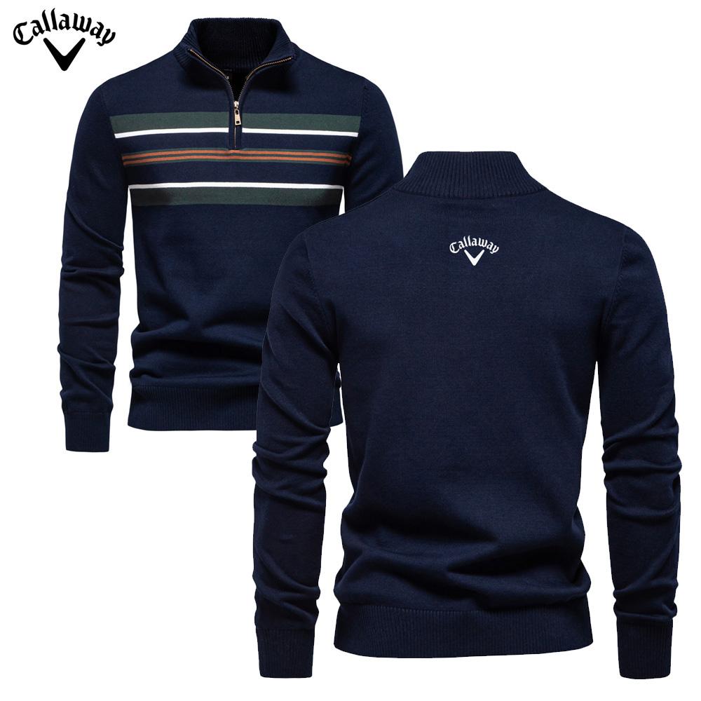 Callaway 2025 Herfst/Winter Geborduurde Nieuwe Grote Herentrui Halve Rits Gebreide Trui Casual Gestreept Herentop L