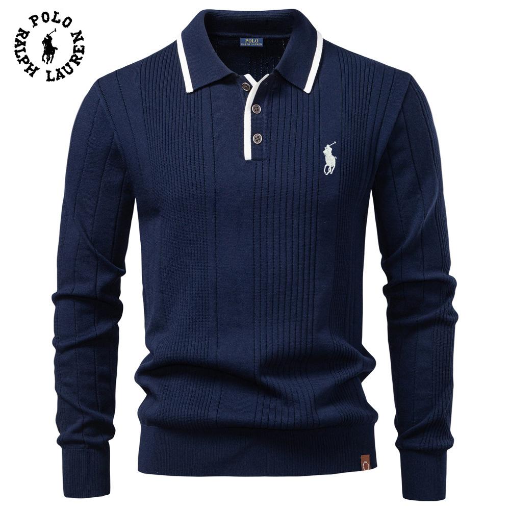 High Street Clothing Polo Ralph Lauren Autumn and Winter Embroidery New European Size Lapel Men's Sweater Polo Half Zipper High-quality Knitted Sweater Men's Clothing M