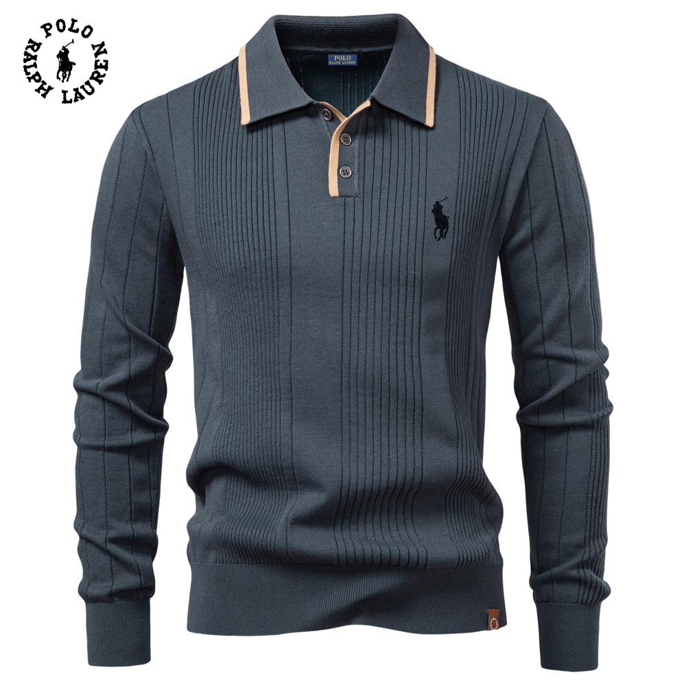 High Street Clothing Polo Ralph Lauren Autumn and Winter Embroidery New European Size Lapel Men's Sweater Polo Half Zipper High-quality Knitted Sweater Men's Clothing L