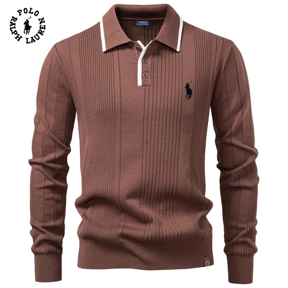 High Street Clothing Polo Ralph Lauren Autumn and Winter Embroidery New European Size Lapel Men's Sweater Polo Half Zipper High-quality Knitted Sweater Men's Clothing S