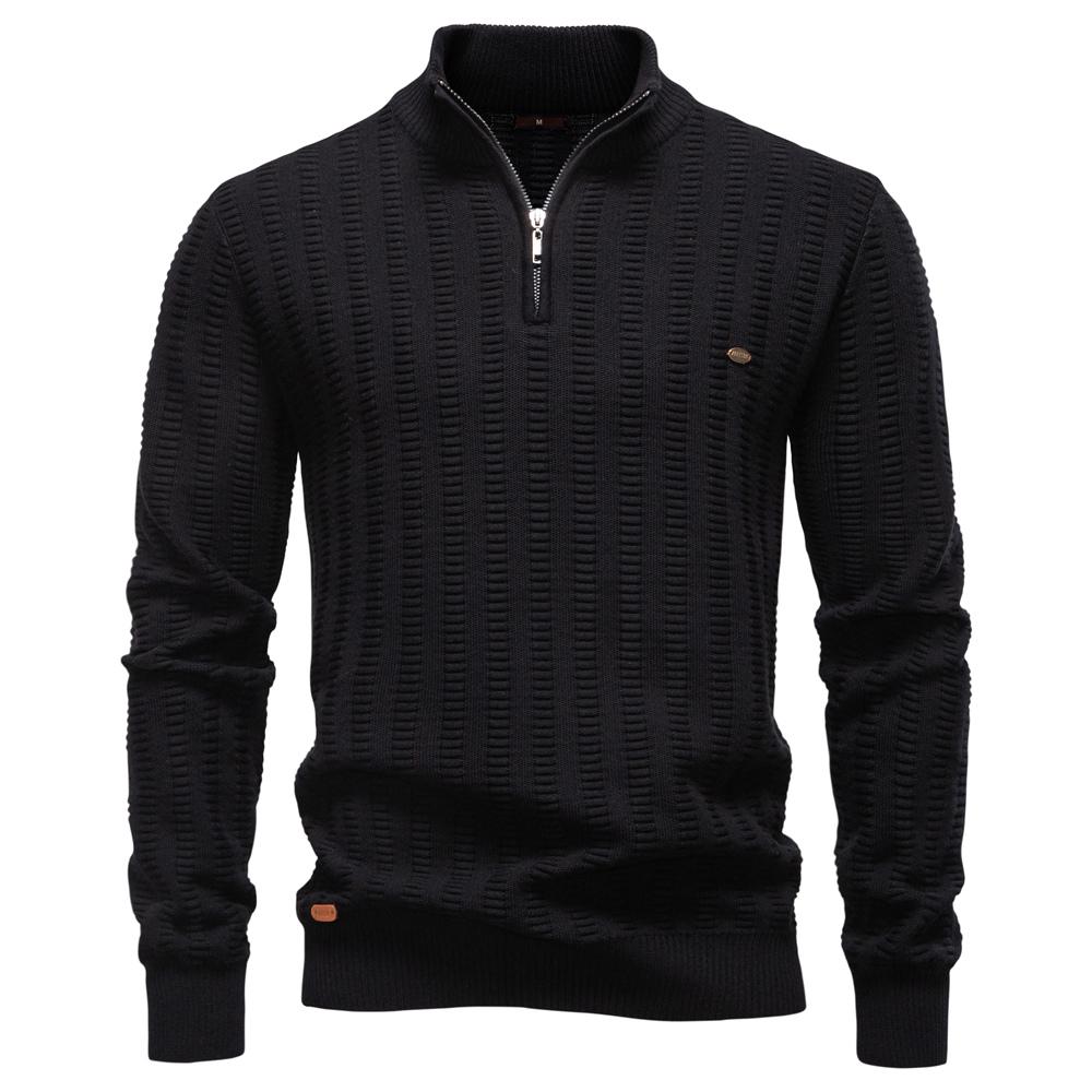 AIOPESON Men Fashion AIOPESON Luxury Striped Pullover Men Old Money Style Cotton Knitwear Thick Warm Zipper Winter Social Sweater Male EUR M 65-75kg