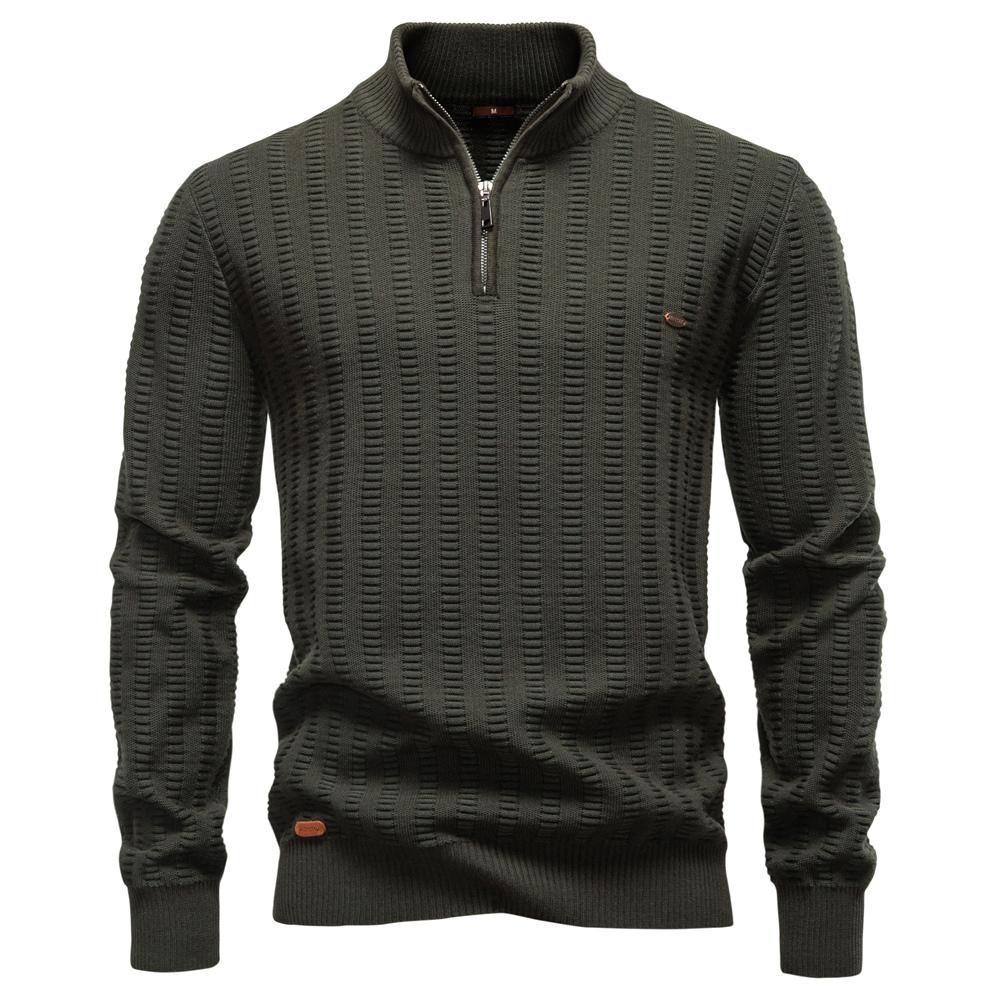 AIOPESON Men Fashion AIOPESON Luxury Striped Pullover Men Old Money Style Cotton Knitwear Thick Warm Zipper Winter Social Sweater Male EUR L 75-85kg