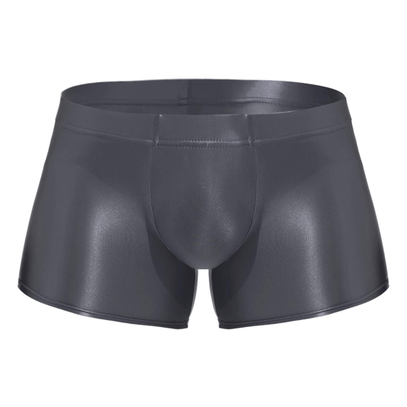 Ranrann Badmode Heren Glanzende Boxershorts Ondergoed Laagbouw Pool Party Beach Zwemshorts XXL donkergrijze kleur
