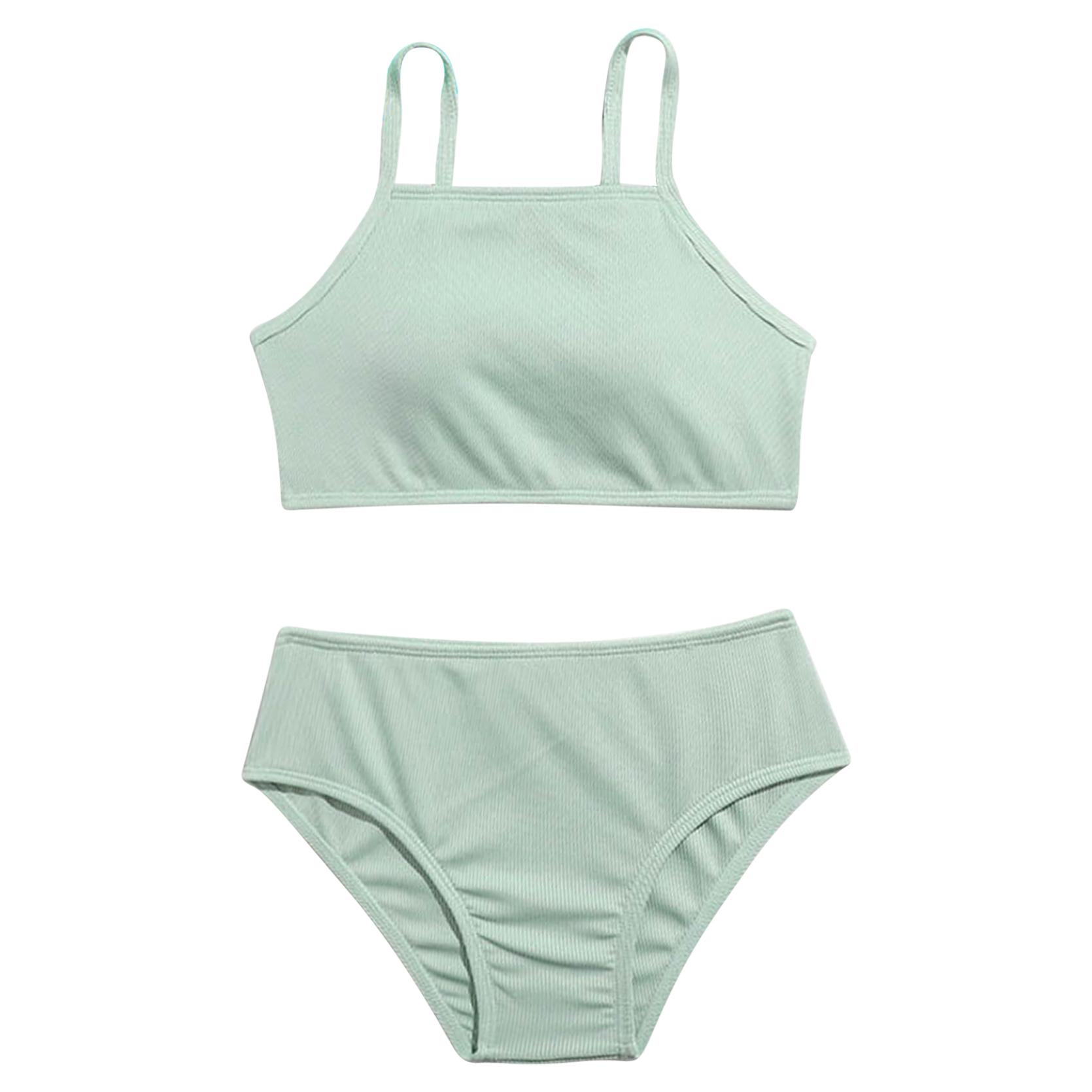 IEFiEL Meisjes Strand Sport Bikini Badpak 2Pcs Atletisch Ondergoed Zwemmen Badpak Badmode 9-10 Years mintgroene kleur