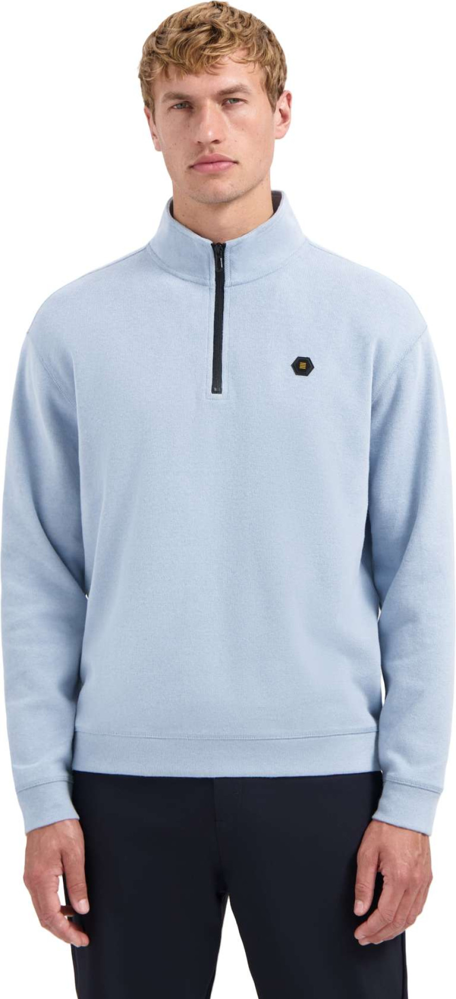 No Excess Sweater half zip soft rib relaxed f dusty blue