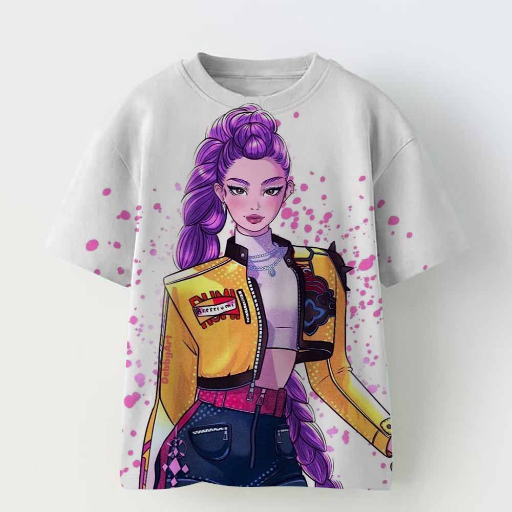 Haijian02 Children's Clothing KPop Demon Hunters Fans Gifts Kids Clothes Fashion Casual Tops 2025 Hot Movie Soft Baby Girls T Shirt 110