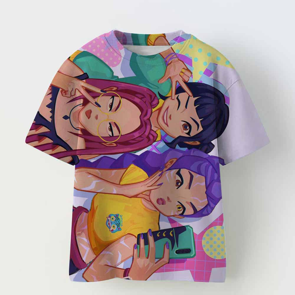 Haijian02 Children's Clothing KPop Demon Hunters Fans Gifts Kids Clothes Fashion Casual Tops 2025 Hot Movie Soft Baby Girls T Shirt 160