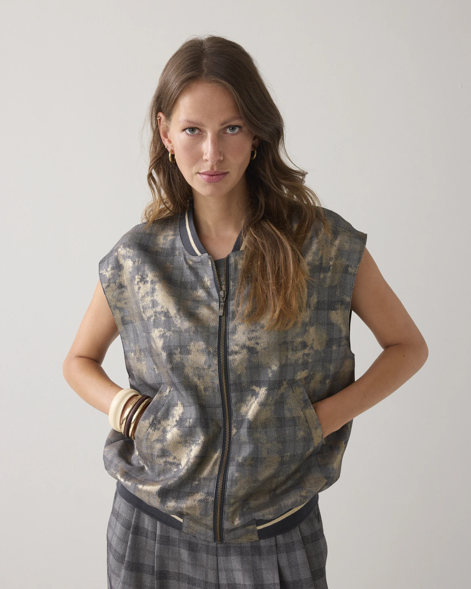 Summum 9s141-12279 990 gilet check with foil black