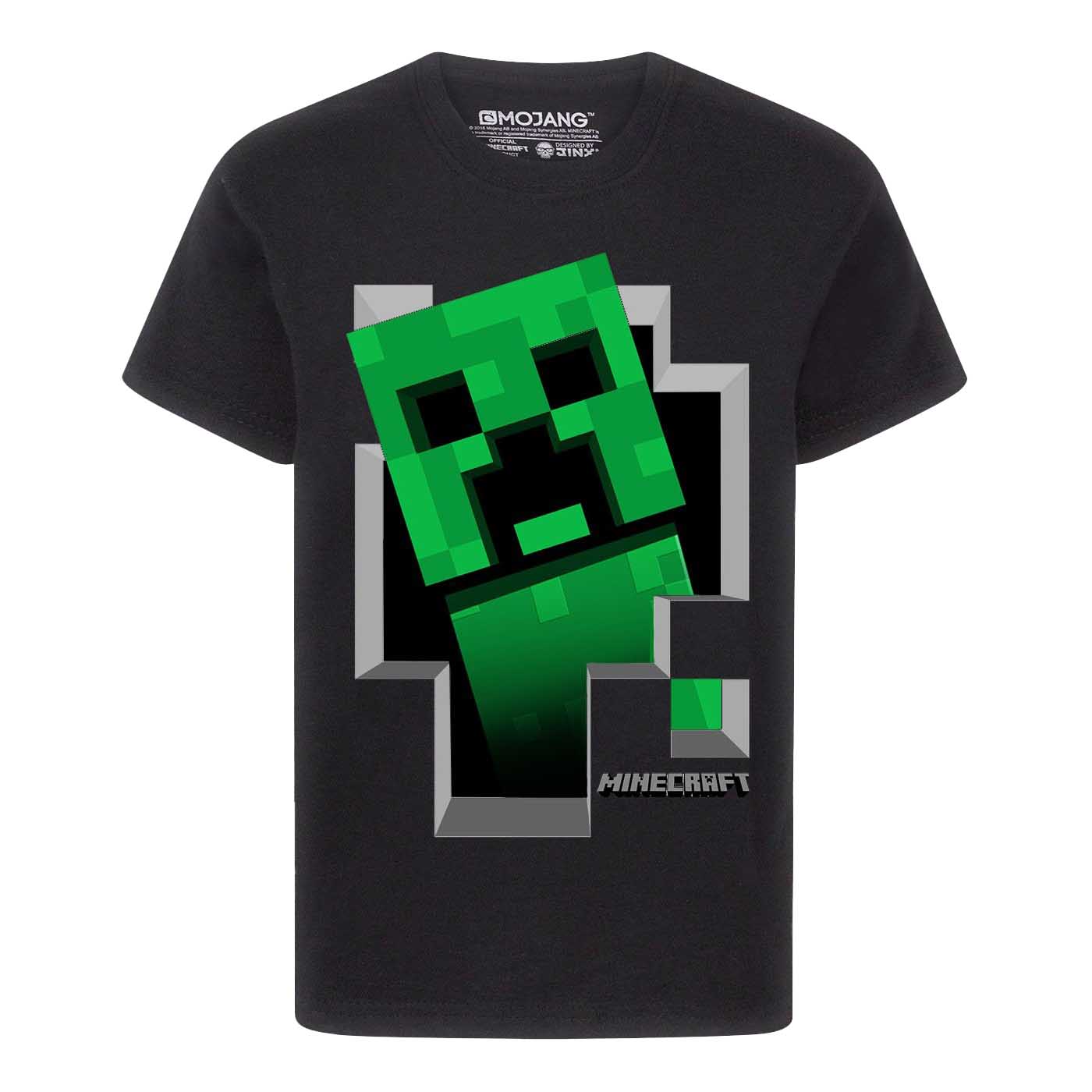 Minecraft jongens Creeper binnen T-shirt 7-8 Years zwart