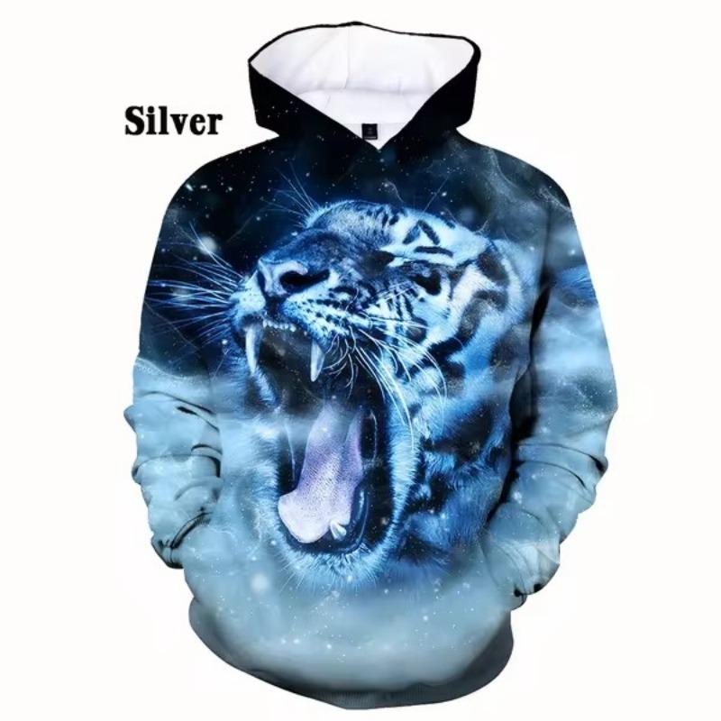 ETST 05 Herenmode Hoodies Sweatshirt 3d Wit Zwart Tijgerprint Hoodies 2XL