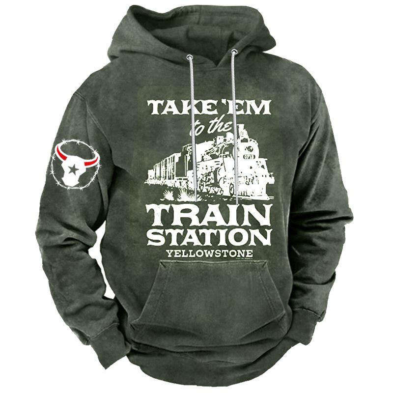 ETST 011 Vintage Hoodie Yellowstone 3D Geprint Heren Capuchon Sweatshirt Casual Streetwear Unisex Truien Mode Plus Size Trainingspak M