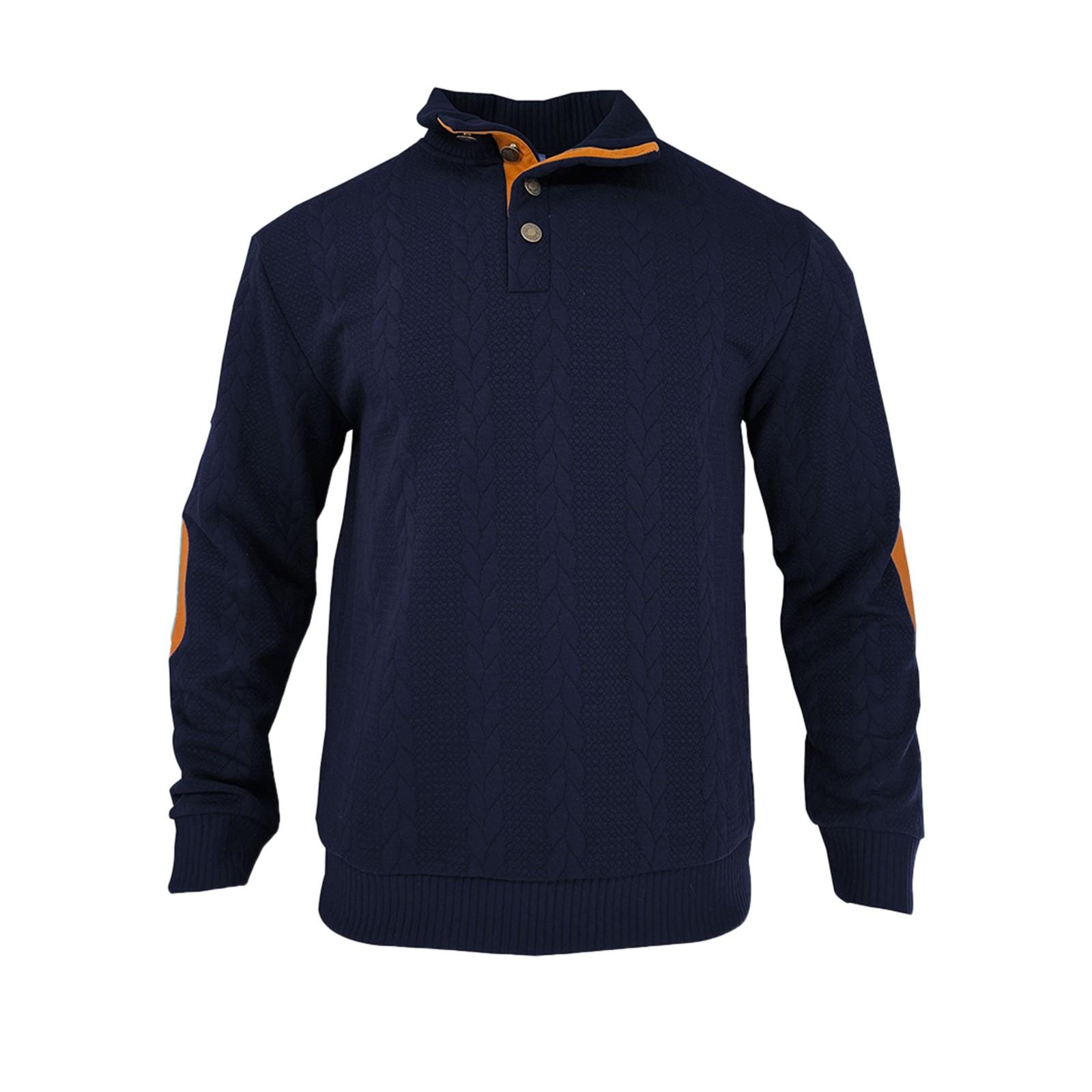 Xingben Four Heren Casual Mode Hoodless Sweatshirt Brede Heren Losse Knoop Stand Kraag Capuchon Sweatshirt L Vloot