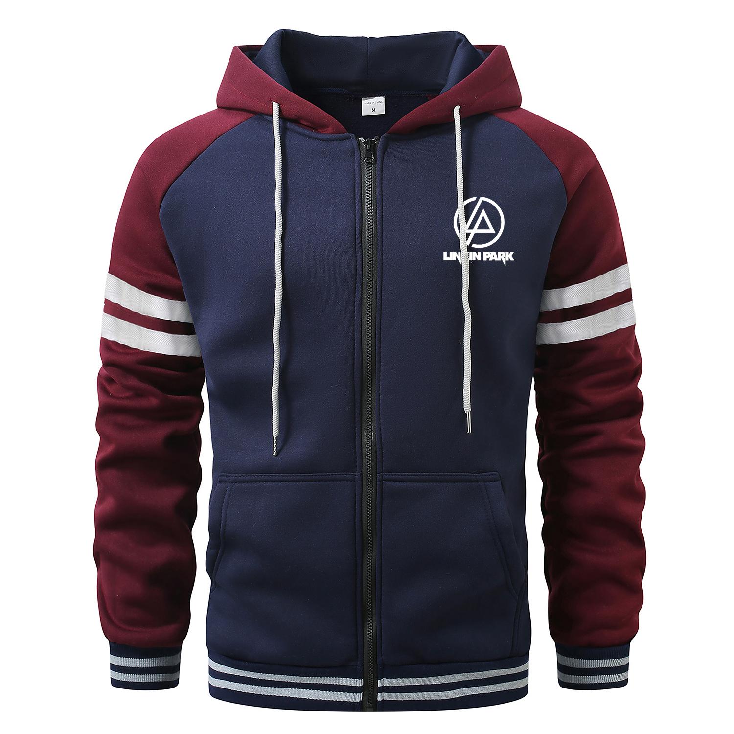 FEGKZLI Specialty LINKIN PARK  Hoodies for Men Cardigan Zip Hoodies Hooded Pocket Sports&Outdoor Men's Fashion Hoodies & Sweatshirts Streetwear Casual  Men's Coats M marineblauwe kleur