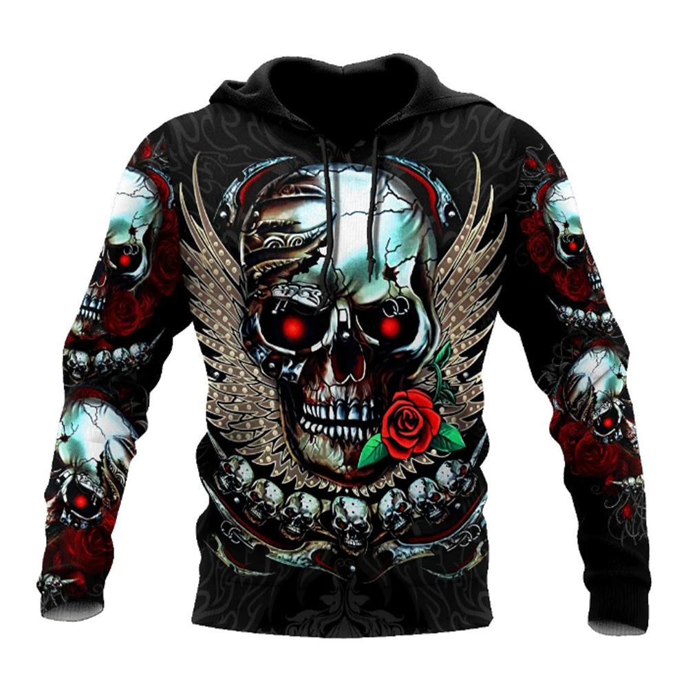 Explorer Outdoors Lente Herfst Herenmode Casual Hoodie 3D Schedel Print Heren Horror Truien Sweatshirts Streetwear Trainingspak Oversized Tops S