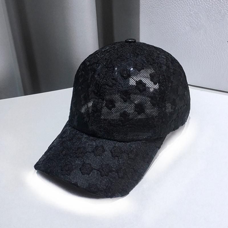 Headgear Kanten hoed Katoenen baseballpet Dames Snapback-hoeden Hiphop-petten Buitensporthoed L zwart