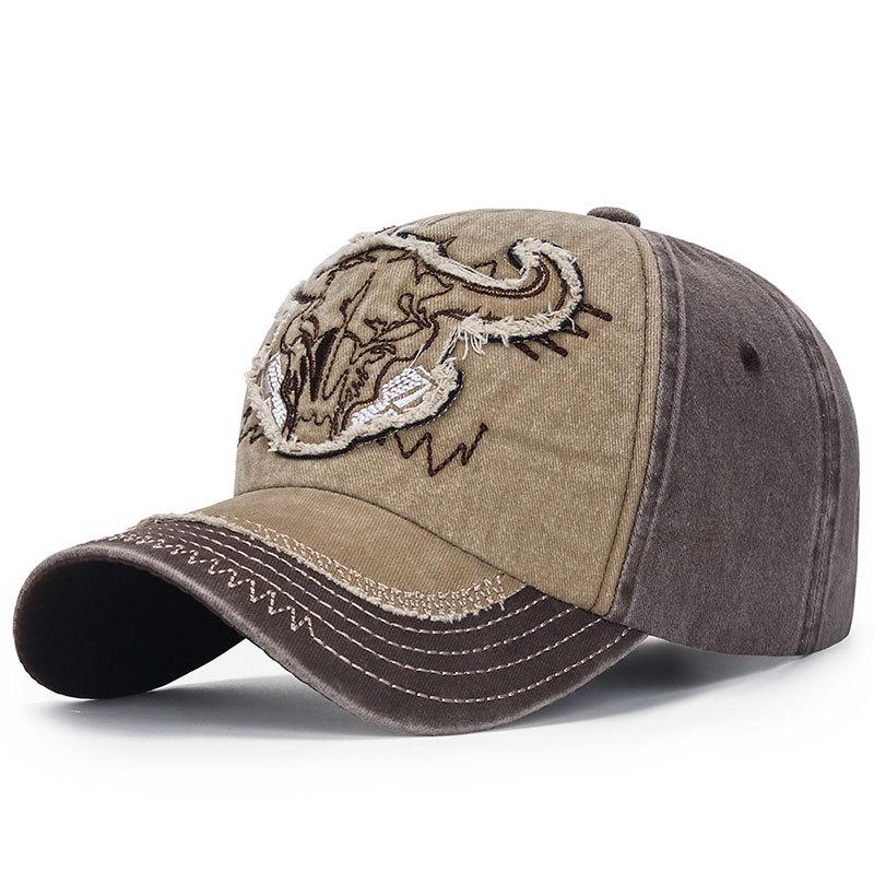 Northwood gewassen katoenen baseballpet voor heren dames stier geborduurde Kpop papa hoed trucker cap 55-60 cm kaki