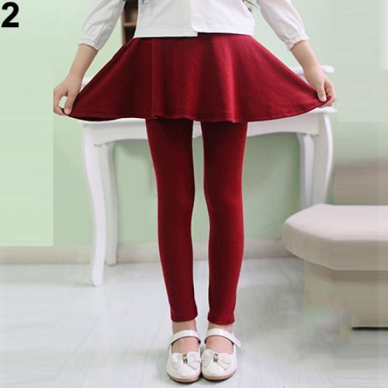 YUBAOBEI Nieuwe Meisjes Kinderen Mode Pure Kleur Elastische Rok Herfst Winter Lente Lange Broek Leggings Cake Rok 6T rood