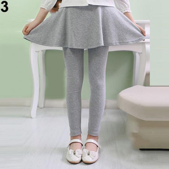 YUBAOBEI Nieuwe Meisjes Kinderen Mode Pure Kleur Elastische Rok Herfst Winter Lente Lange Broek Leggings Cake Rok 3T grijs