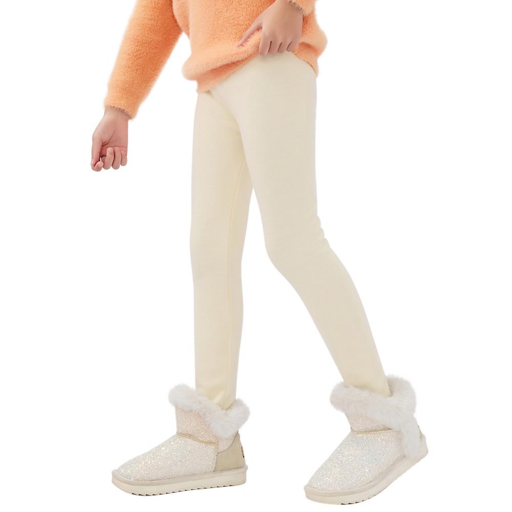 BOOSKU Eenvoudige herfst-winterleggings Meisjes fleece dikke warme leggings schattige broek kind meisje kleurrijke kinderen effen broek 100
