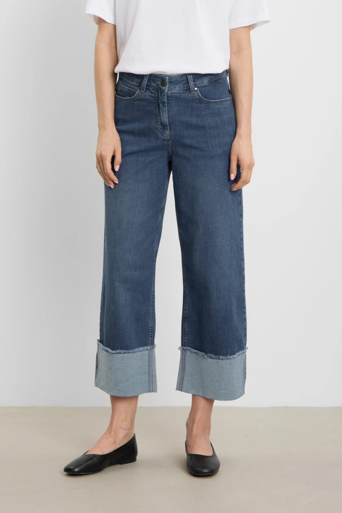 LAURIE Damen vegan Jeans Carol Turn Up Loose Crop Washed Blau