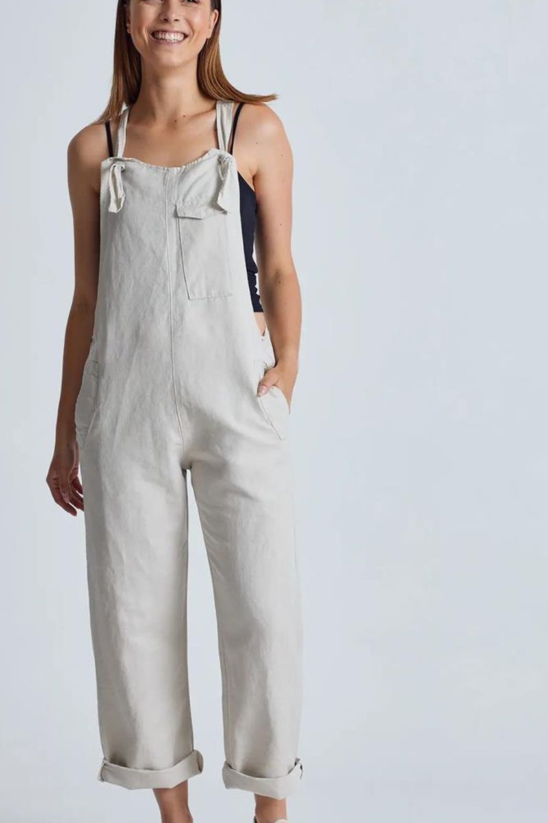 Flax and Loom Damen vegan Latzhose Leinen Mary Lou NatÃ¼rlich