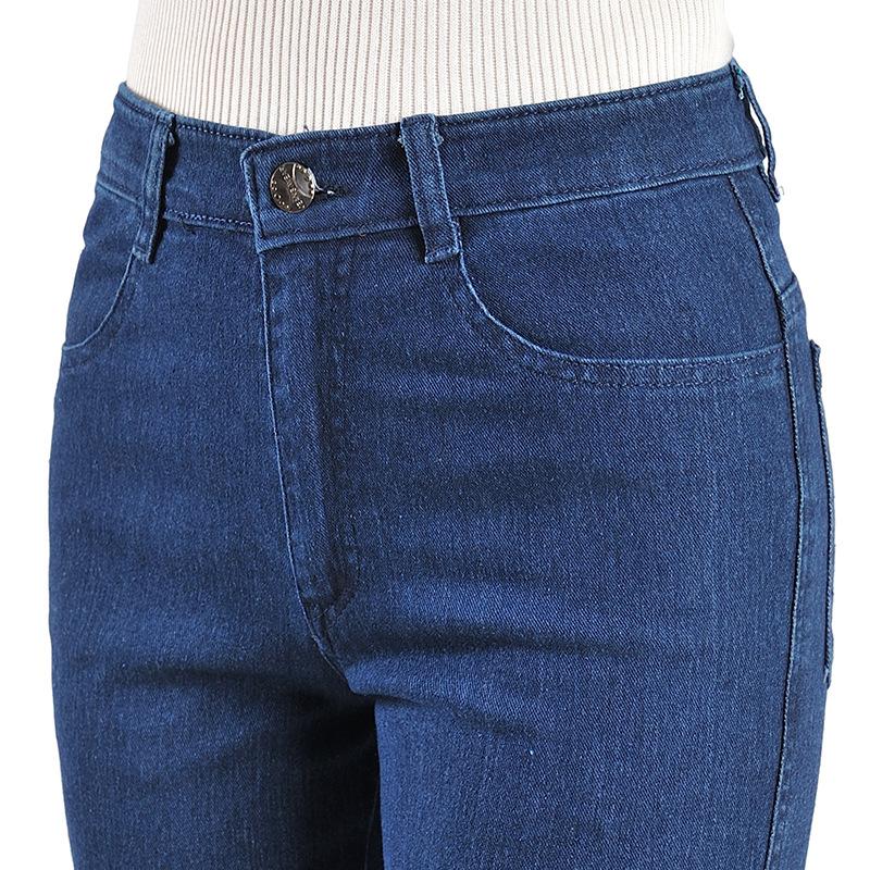 Teacher hua Dames Hoge Taille Stretch Jeans Broek Rechte Losse Denim Broek Lente Herfst Plus Size Broeken 38 blauw