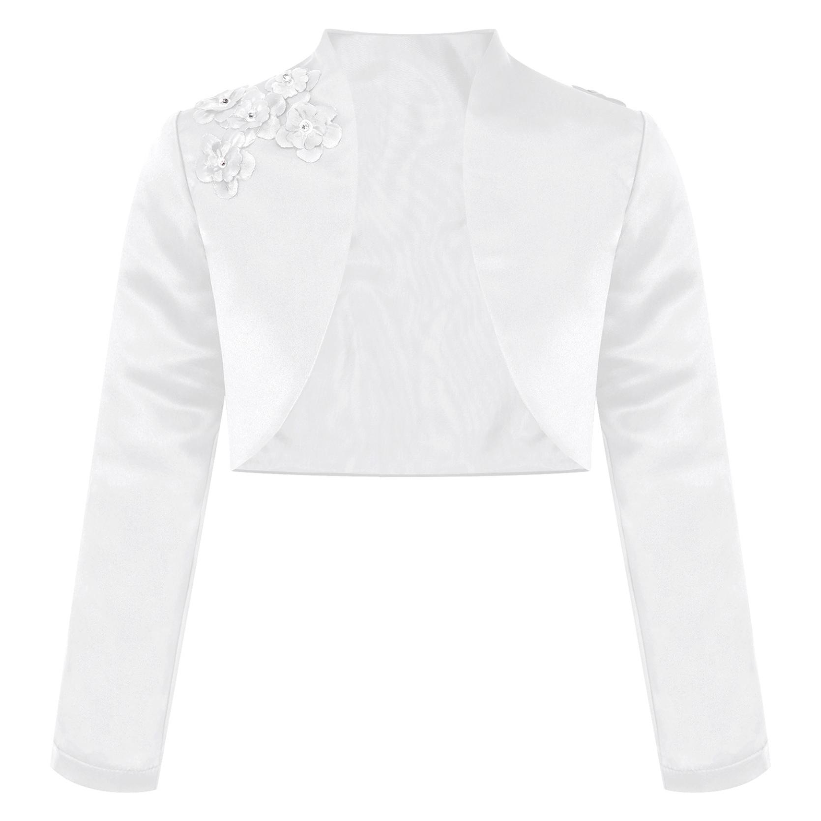 IEFiEL Bolero-schouderjasje voor kinderen Bolero-jasje voor meisjes Feestelijk jasje met lange mouwen voor communiejurk 11-12 Years