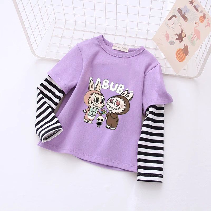 Molia Spring and Autumn Girls' labubu casual base shirt Children's top 120