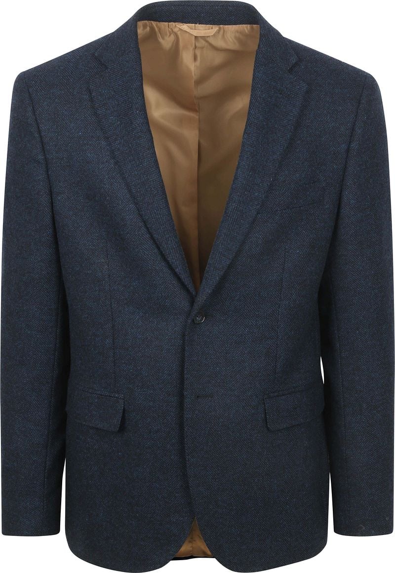 Suitable Colbert Herringbone Merinowol Navy