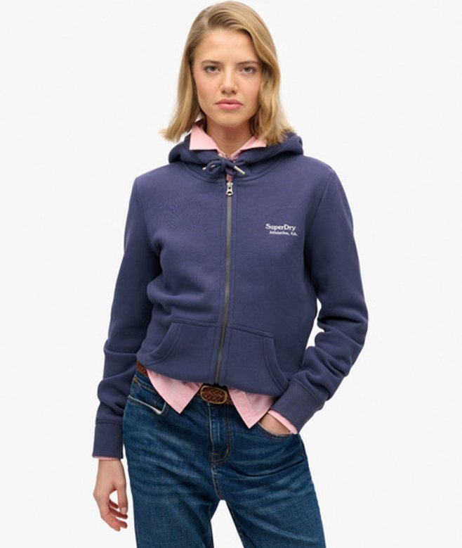 Superdry Athletic Essentials Logo Zip Hoodie Blauw