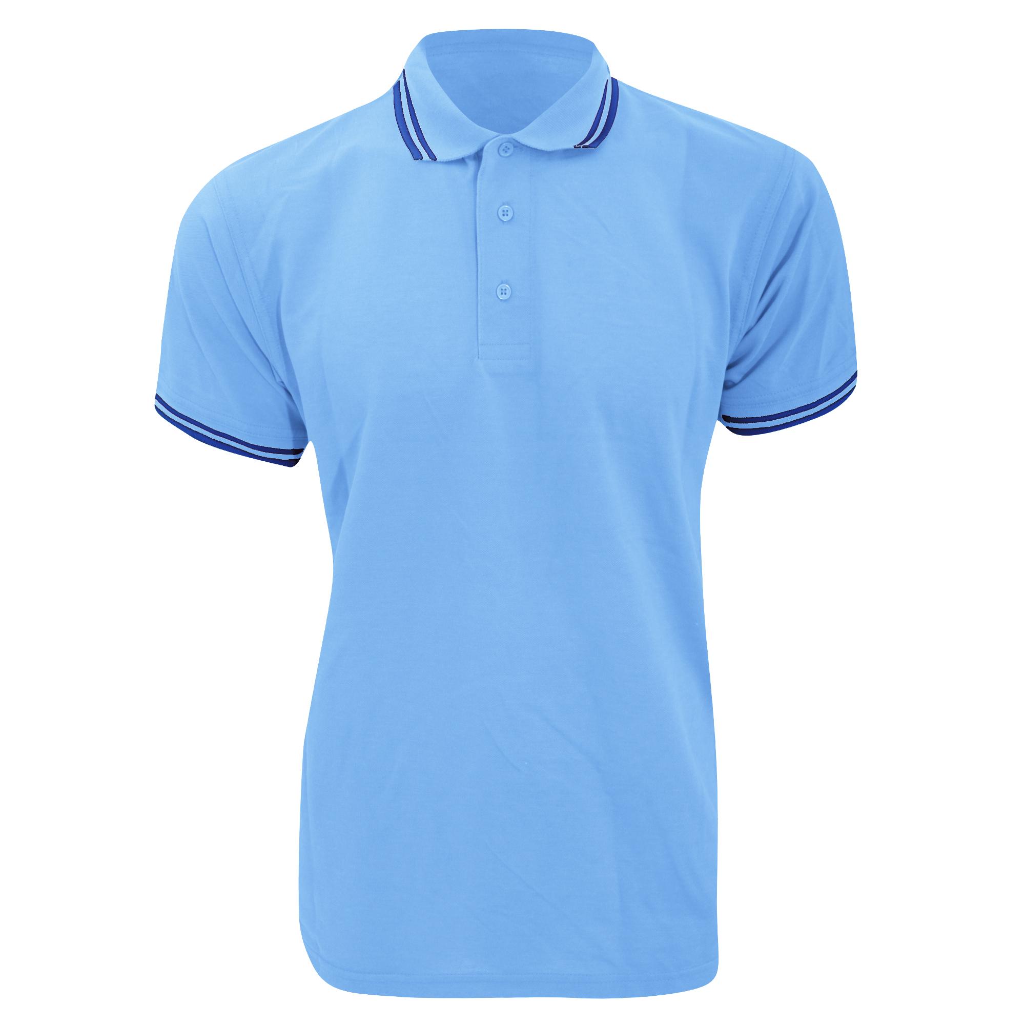 Kustom Kit Heren getipt piqué poloshirt met korte mouwen M Vloot/lichtblauwe kleur