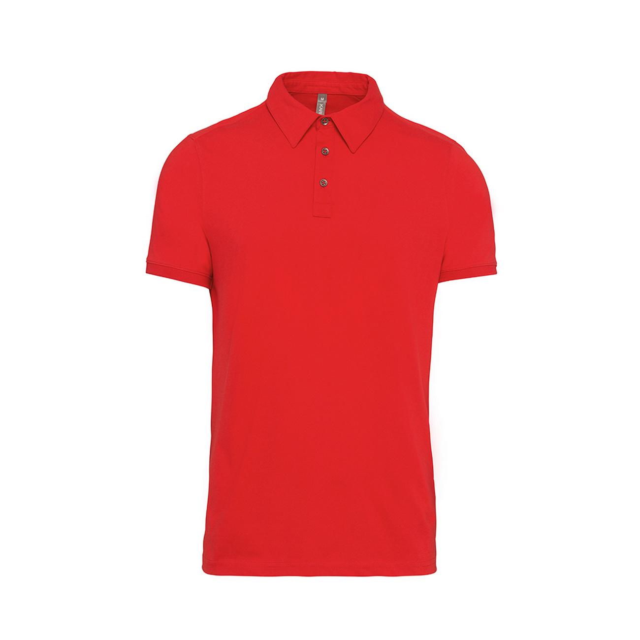 Kariban heren jersey gebreid poloshirt L rood