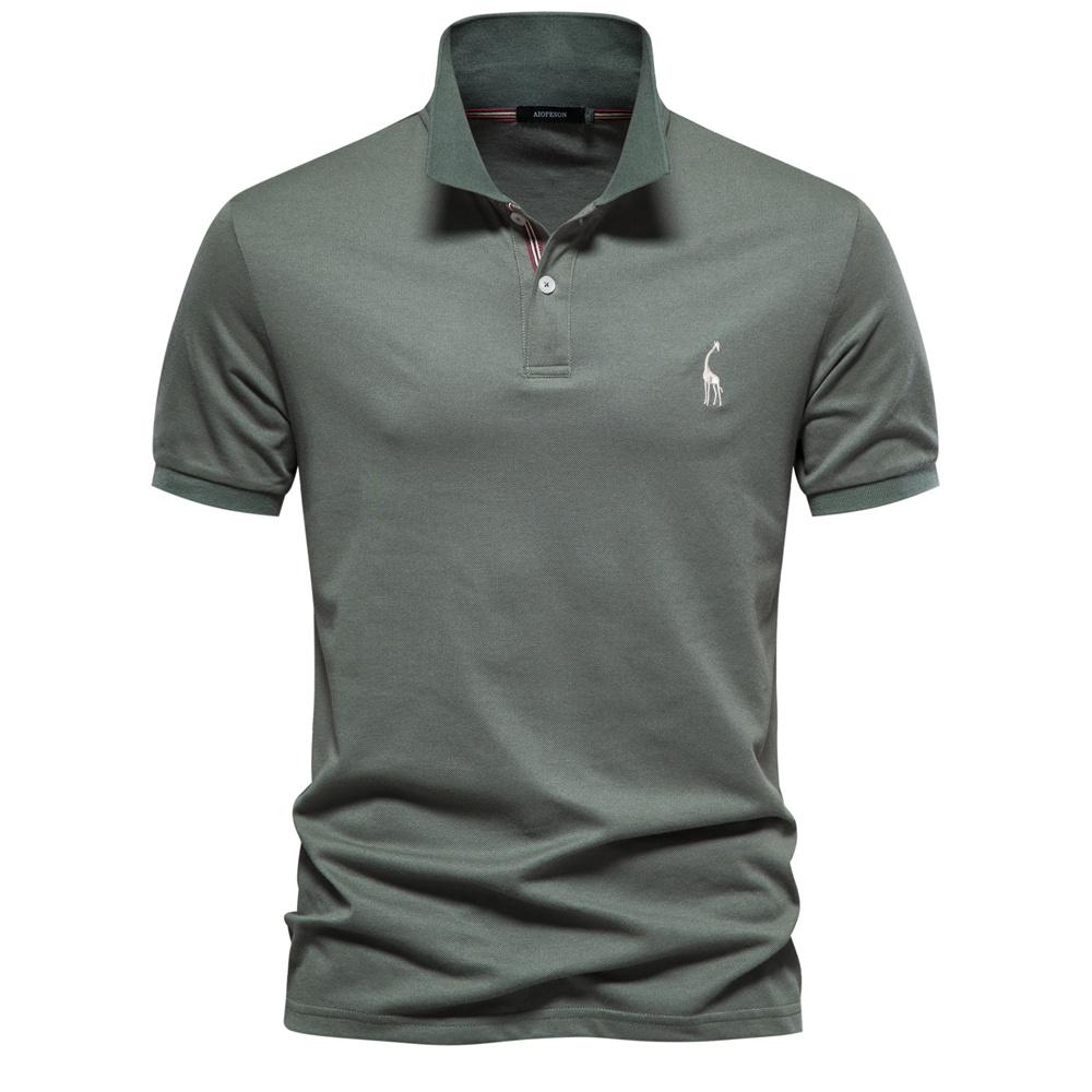 AIOPESON Men Fashion AIOPESON merk heren originele poloshirts katoenen poloshirts voor heren korte mouw hoge hoeveelheid polo heren nieuwe zomerkleding XL 90-100kg groen