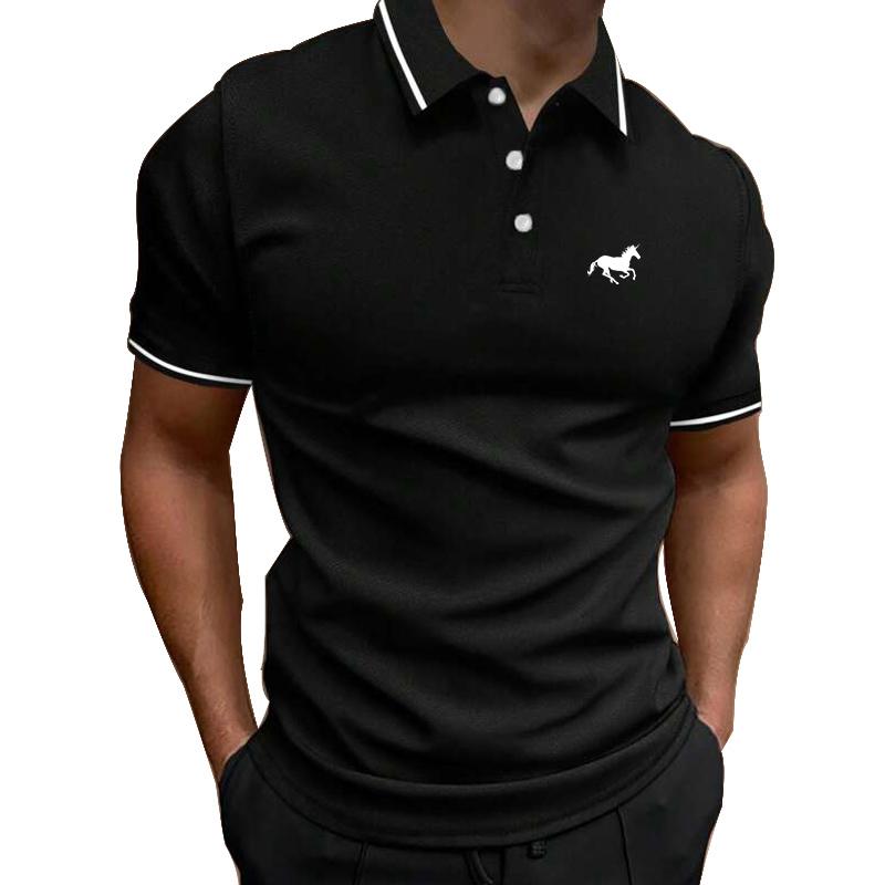 Haojun men summer short sleeve polo shirt 5XL zwart
