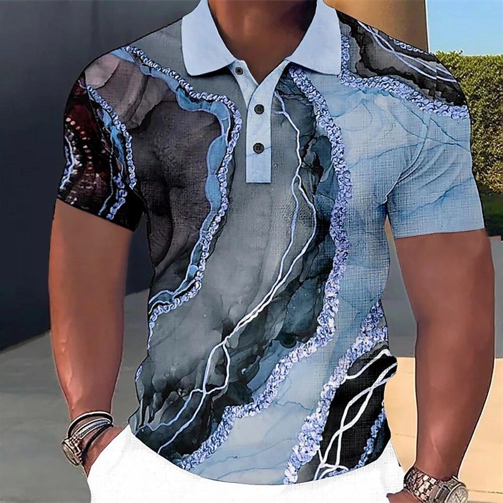Nihao Luxe heren polo T-shirt 3D kleurrijk bedrukt modieus herenkleding Street Designer korte mouwen oversized shirt en blouse L